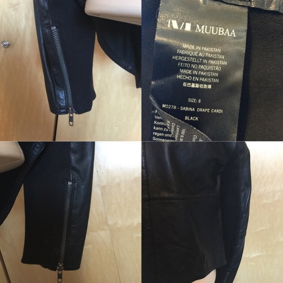 Sabina Black Drape Cardi Leather Jacket - Picture 7 of 8